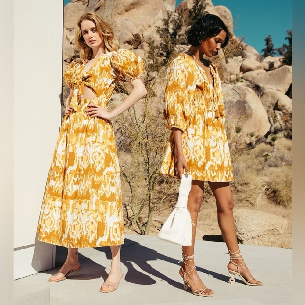 Cleobella Yellow and White Midi Dress